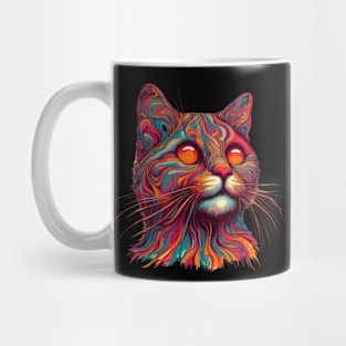 trippy psychedelic cat art Mug